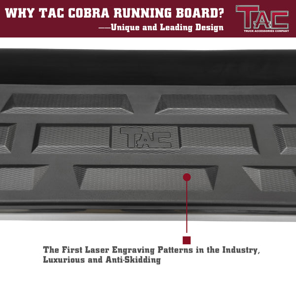 TAC Cobra Running Boards Compatible With 2020-2023 Toyota Highlander SUV Side Steps Nerf Bars Step Rails Aluminum Black Off-Road City Exterior Accessories 2 pieces one pair
