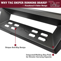 TAC Sniper Running Boards Fit 2019-2024 Chevy Silverado/GMC Sierra 1500 | 2020-2023 2500/3500 Double Cab (Excl. 2019 Silverado 1500 LD/Sierra 1500 Limited) Truck Pickup 4" Black Side Steps Nerf Bars 2pcs