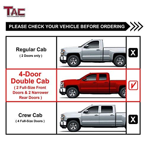 TAC Stainless Steel 4" Side Steps for Chevy Silverado/GMC Sierra 2007-2019 1500 | 2007-2019 2500/3500 Extended/Double Cab (Incl. Diesel Models with DEF Tanks) (Rocker Panel Mount) | Running Boards | Nerf Bars | Side Bars