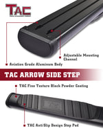 TAC Arrow Side Steps Running Boards Compatible with 2007-2018 Chevy Silverado/GMC Sierra 1500 | 2007-2019 2500/3500 Extended/Double Cab Truck Pickup 5” Aluminum Texture Black Step Rails Nerf Bars