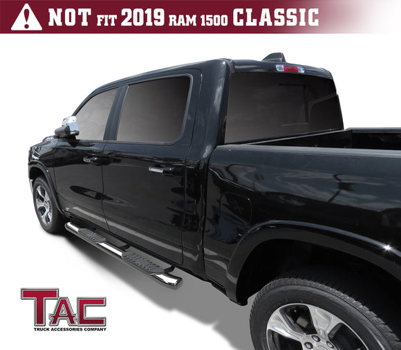 TAC Stainless Steel 5" Oval Bend Side Steps For 2019-2025 Chevy Silverado/GMC Sierra 1500 Crew Cab | 2020-2025 Silverado/GMC Sierra 2500/3500 Crew Cab Truck | Running Boards | Nerf Bar | Side Bar