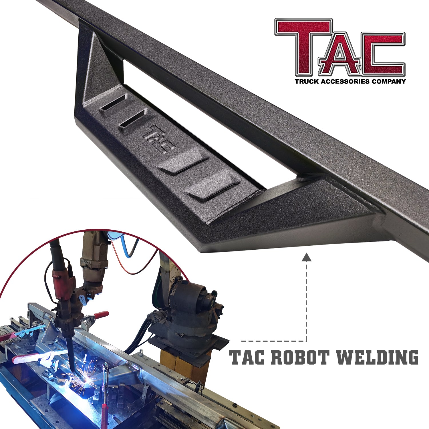 TAC Sidewinder Running Boards Fit 2015-2025 Ford F150 & 2022-2025 F150 Lightning EV SuperCrew Cab | 2017-2025 F250/350/450/550 Super Duty Crew Cab Truck 4" Drop Fine Texture Black Side Steps Nerf Bars Rock Slider Armor Accessories