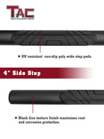 TAC Fine Texture Black 4" Side Steps for 2020-2024 Jeep Gladiator Truck | Running Boards | Nerf Bar | Side Bar