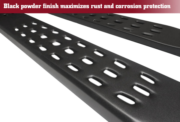 TAC Fine Texture Frigate Running Boards for 2015-2023 Ford F150 & 2022-2023 F150 Lightning EV SuperCrew Cab/2017-2023 F250-550 Crew Cab Truck | Side Steps | Nerf Bars | Side Bars