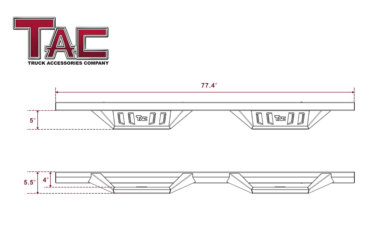 TAC Sidewinder Running Boards Fit 2005-2025 Nissan Frontier Crew Cab Truck 4" Drop Fine Texture Black Side Steps Nerf Bars Rock Slider Armor Accessories (2pcs)