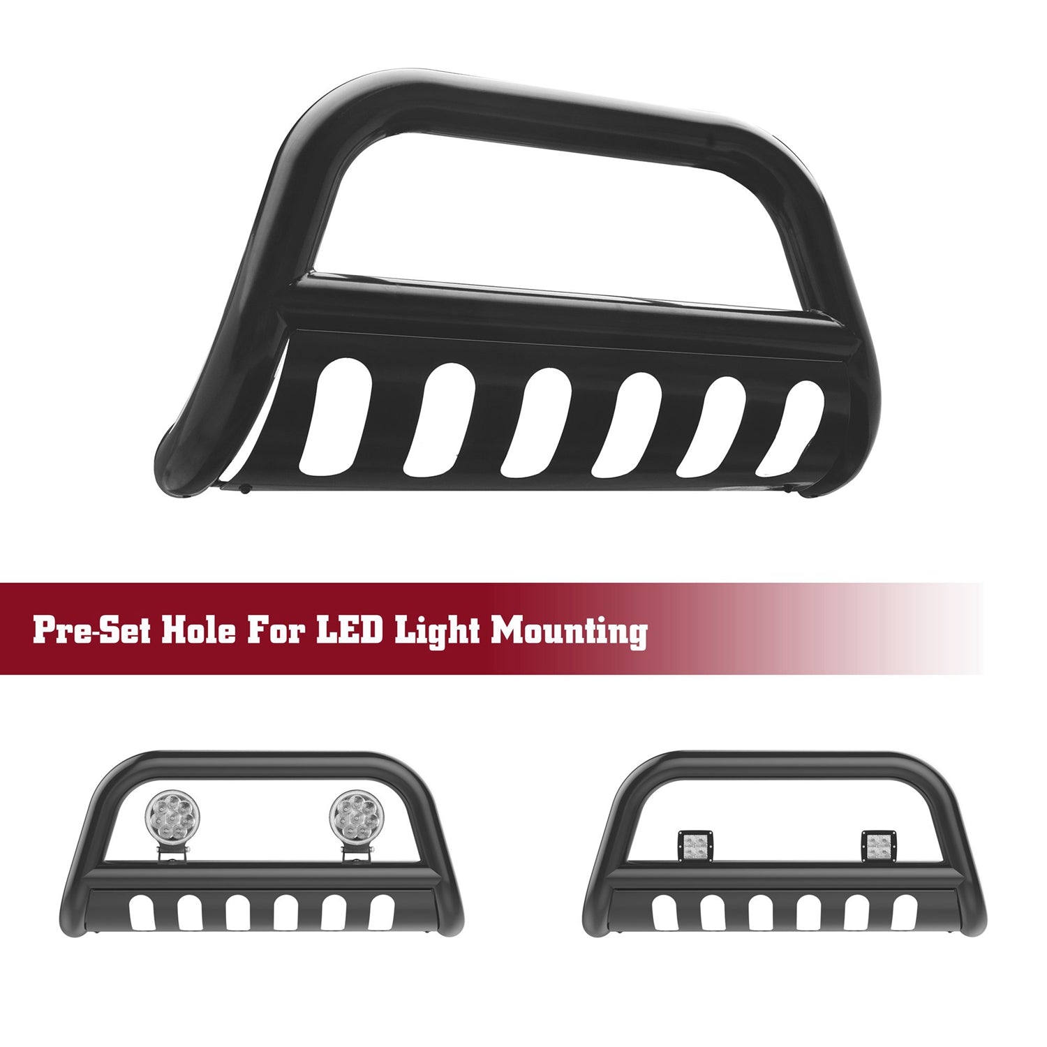 TAC Bull Bar Compatible With 2022-2025 Toyota Tundra Pickup Truck 3 inch Black Front Bumper Grille Guard Brush Guard(With Skid Plate)