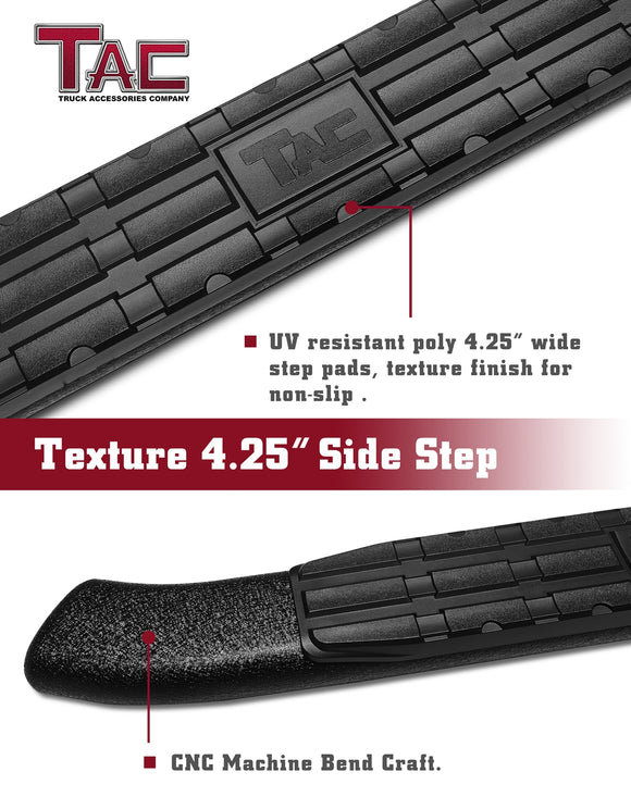 TAC Side Steps Running Boards Compatible with 2017-2025 Honda Ridgeline Truck Pickup 4.25" Texture Black Side Bars Nerf Bars Off Road Accessories (2pcs)