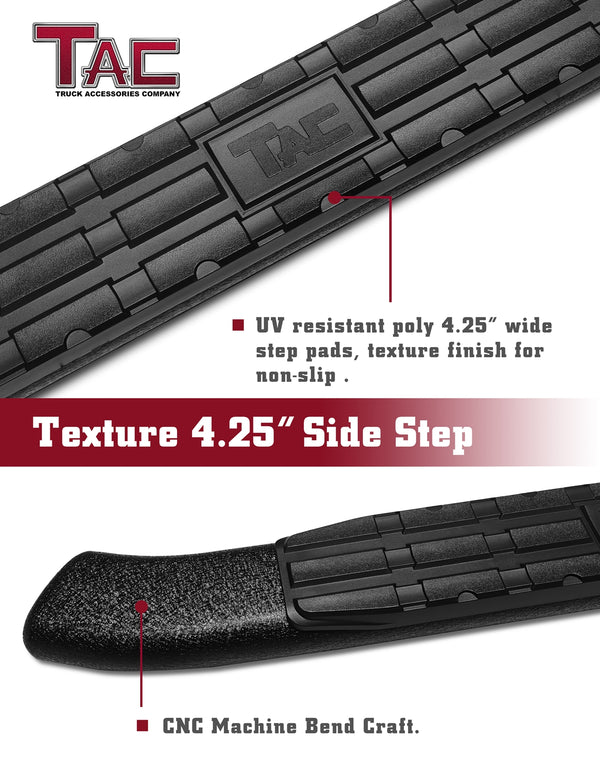 TAC Heavy Texture Black PNC Side Steps For 2005-2023 Nissan Frontier Crew Cab Truck | Running Boards | Nerf Bar | Side Bar