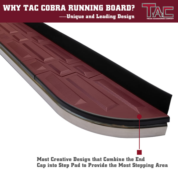 TAC Cobra Running Boards Compatible With 2020-2023 KIA Telluride SUV Side Steps Nerf Bars Step Rails Aluminum Black Off-Road City Exterior Accessories 2 pieces one pair