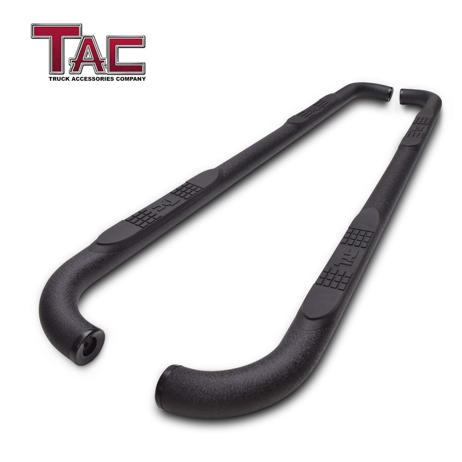 TAC 3" Texture Black Side Steps Compatible with 2001-2018 Chevy Silverado/GMC Sierra 1500 Crew Cab| 2001-2019 Silverado/Sierra 2500/3500 Crew Cab (Excl. C/K Classic) | Running Boards| Side Bars| Step Rails| Nerf Bars| Pickup Truck Accessories (2 PCS)