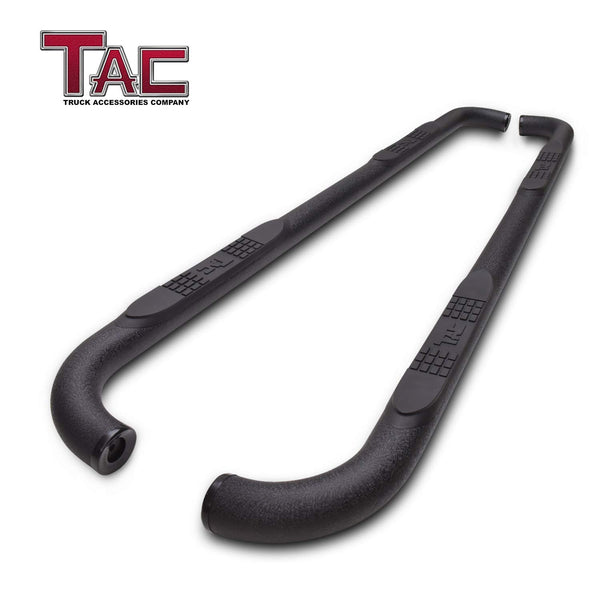 TAC Heavy Texture Black 3" Side Steps For Chevy Silverado/GMC Sierra 2001-2018 1500 Models & 2001-2019 2500/3500 Models Crew Cab (Excl. C/K Classic) Truck | Running Boards | Nerf Bars | Side Bars