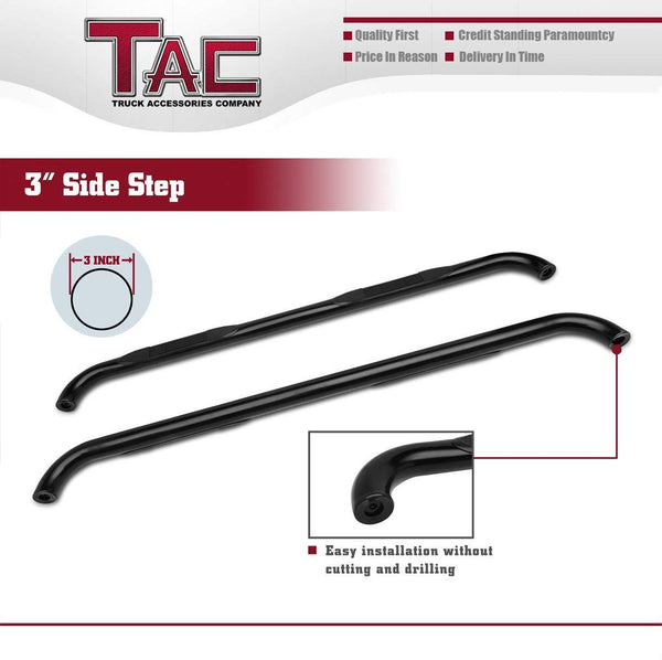 TAC Gloss Black 3" Side Steps For 2015-2023 Ford F150 Super Cab / 2017-2023 Ford F250/F350 Super Duty Super Cab Truck | Running Boards | Nerf Bars | Side Bars