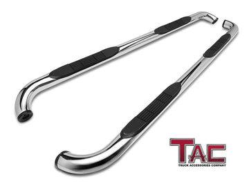 TAC 3" Stainless Steel Side Steps Compatible with 1999-2018 Chevy Silverado/GMC Sierra 1500 Extended/Double Cab| 1999-2019 2500/3500 Extended/Double Cab (Excl. C/K Classic)|2019 Silverado 1500 LD/Limited | Step Rails| Nerf Bars| Rocker Slider (2 PCS)