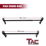 TAC Gloss Black Universal 2 Bars Roof Ladder Rack for Van with Rain Gutter (600 LBS Capacity)
