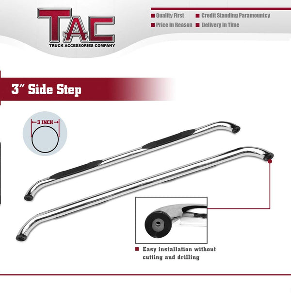 TAC Stainless Steel 3" Side Steps For 2015-2023 Chevy Colorado / GMC Canyon Crew Cab Truck | Running Boards | Nerf Bars | Side Bars