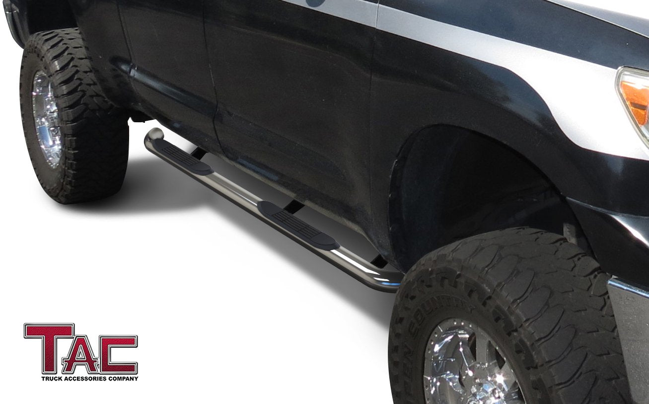 TAC 3" Stainless Steel Side Steps Compatible with 2007-2021 Toyota Tundra Double Cab| Running Boards| Side Bars| Step Rails| Nerf Bars| Rocker Slider| Pickup Truck Accessories (2 PCS) - 0