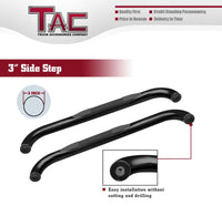 TAC Gloss Black 3" Side Steps For 2009-2014 Ford 150 Regular Cab Trcuk | Running Boards | Nerf Bars | Side Bars