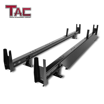 TAC Gloss Black Universal 2 Bars Roof Ladder Rack for Van Without Rain Gutter (600 LBS Capacity)