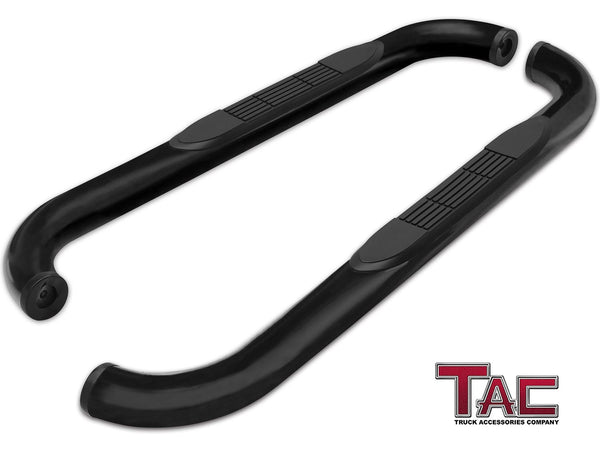 TAC Gloss Black 3" Side Steps For 2009-2014 Ford 150 Regular Cab Trcuk | Running Boards | Nerf Bars | Side Bars