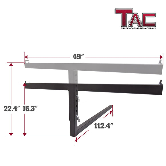 TAC Fine Texture Adjustable Extender Ladder Rack Universal Fit 2" Rear Hitch Receivers (500 LBS Capacity)