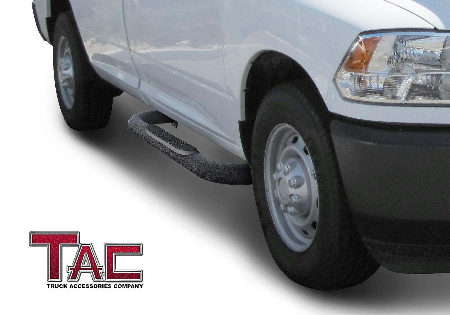 TAC 3" Texture Black Side Steps Compatible with 2009-2018 Ram 1500 Regular Cab| 2019-2024 Ram 1500 Classic| 2010-2025 Ram 2500/3500/4500/5500 Regular Cab| Running Boards| Side Bars| Step Rails| Nerf Bars| Pickup Truck Accessories (2 PCS) - 0