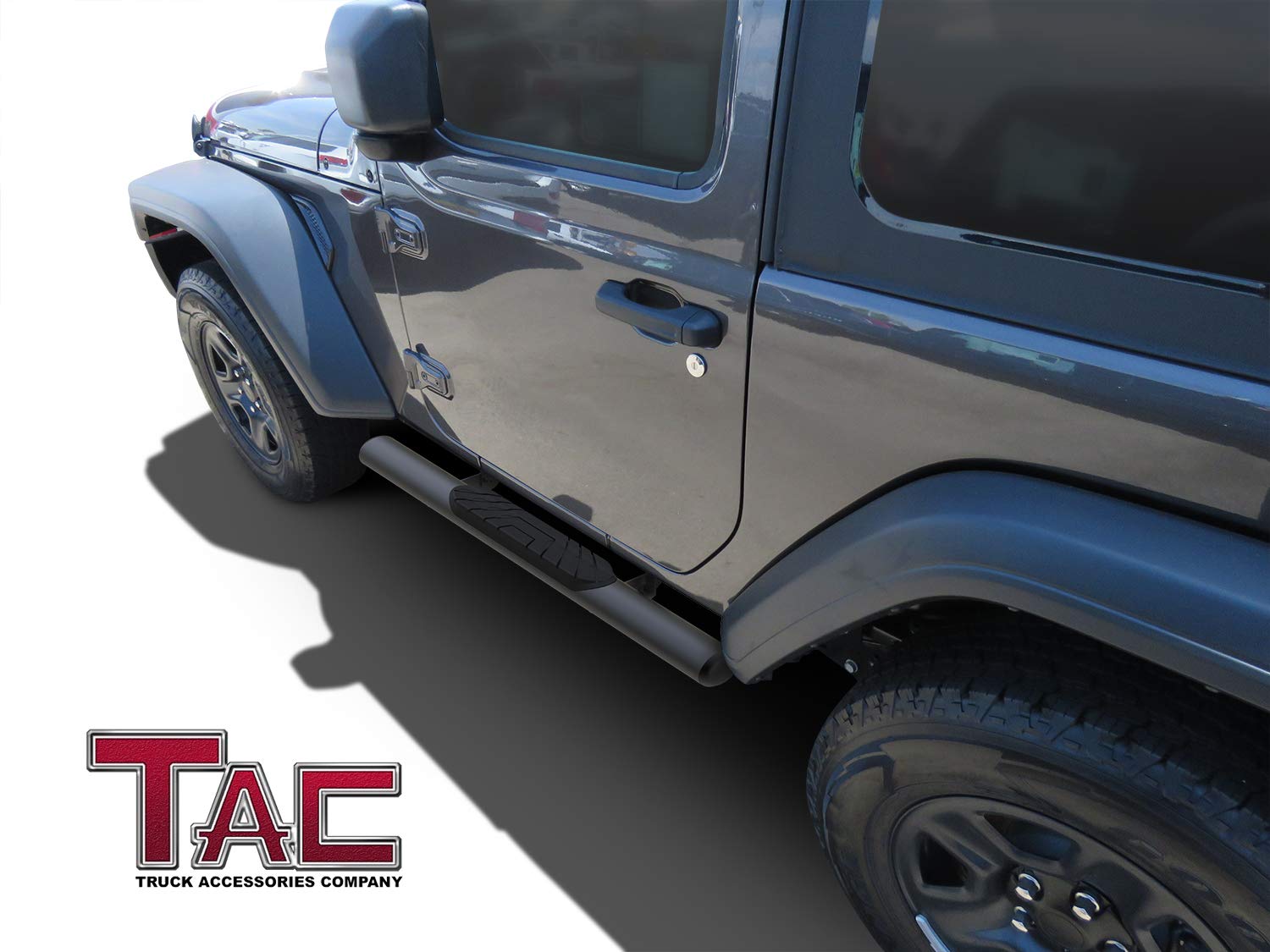 TAC Fine Texture Black 4" Side Steps for 2018-2025 Jeep Wrangler JL 2 Door SUV | Running Boards | Nerf Bars | Side Bars - 0