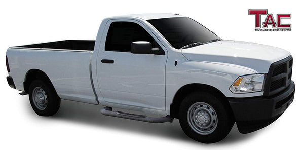 TAC Heavy Texture Black 3" Side Steps For 2009-2018 Dodge Ram 1500 Regular Cab (Incl. 2019-2023 Ram 1500 Classic) | 2010-2023 Dodge Ram 2500 3500 4500 5500 Regular Cab Truck | Running Boards | Nerf Bars | Side Bars