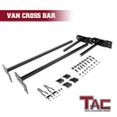 TAC Gloss Black Universal 2 Bars Roof Ladder Rack for Van with Rain Gutter (600 LBS Capacity)-7