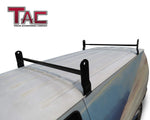 TAC Gloss Black Universal 2 Bars Roof Ladder Rack for Van with Rain Gutter (600 LBS Capacity)