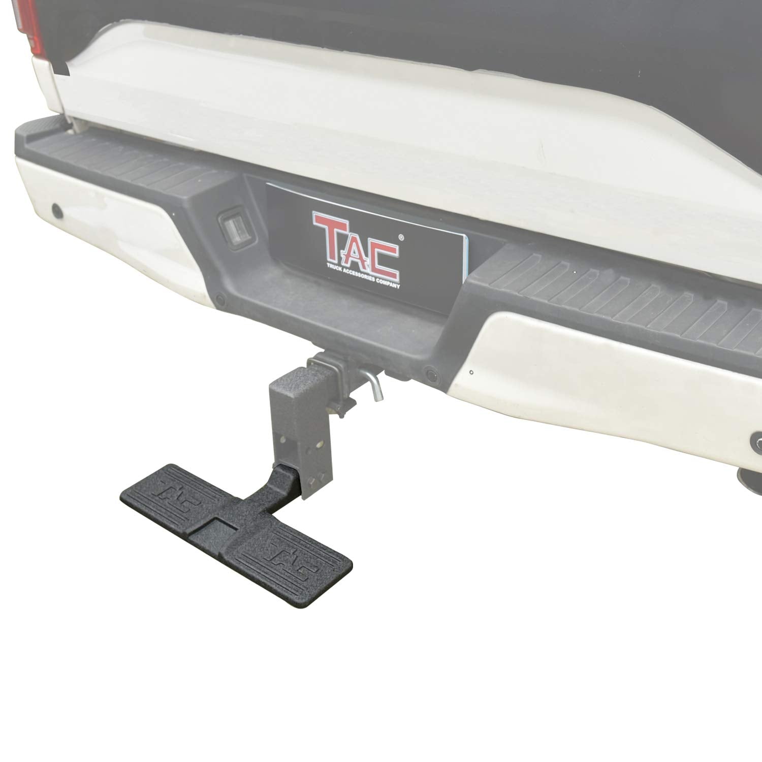 TAC Hitch Step Fits 2" Hitch Receiver 5" Width SUV Pickup Truck Van Bumper Protector Universal Heavy Duty Steel Black Lock Pin and Stainless Steel Hitch Tightener Included - 0