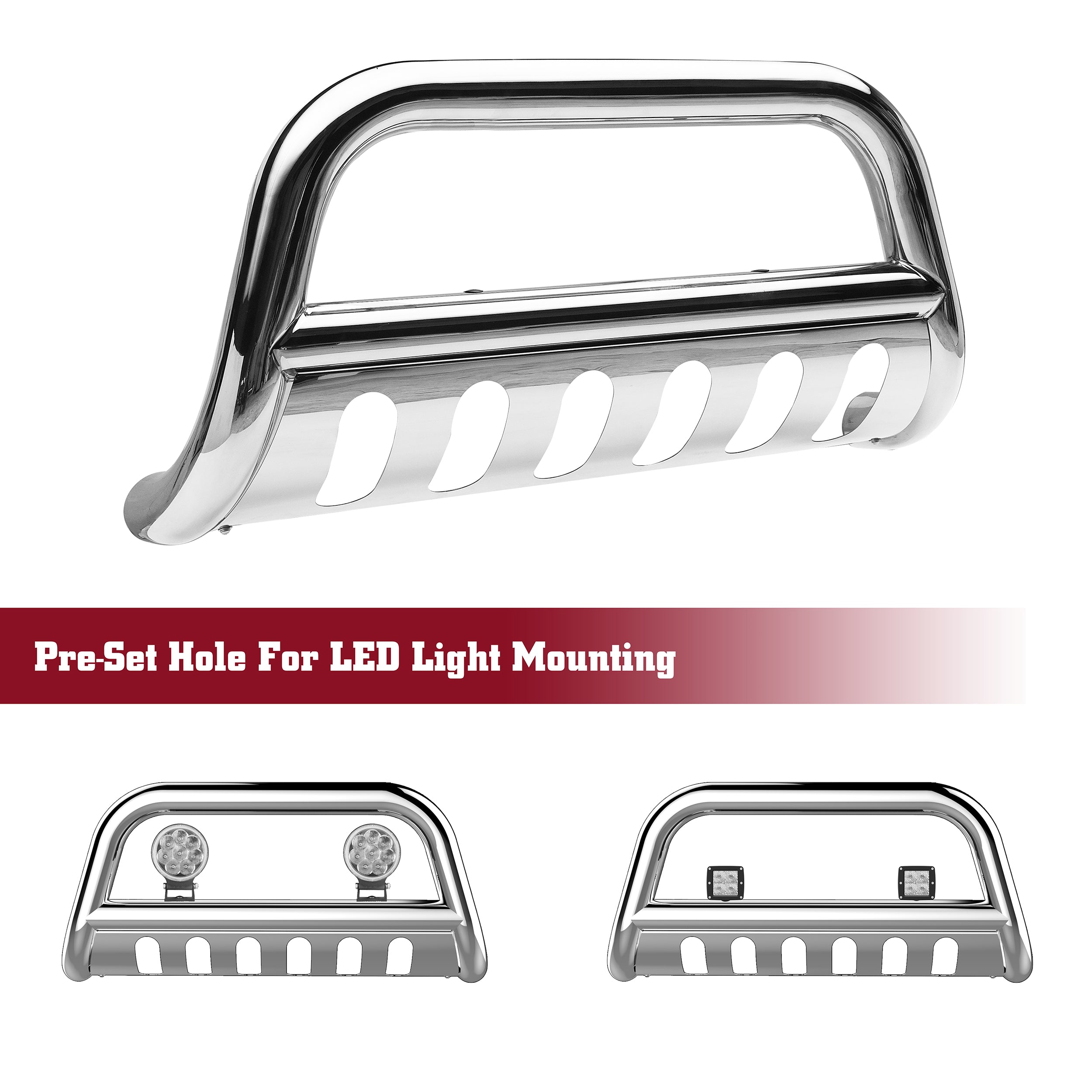 TAC Bull Bar Compatible with 2022-2025 Nissan Frontier Pickup Truck 3" Stainless Steel Front Bumper Grille Guard Brush Guard