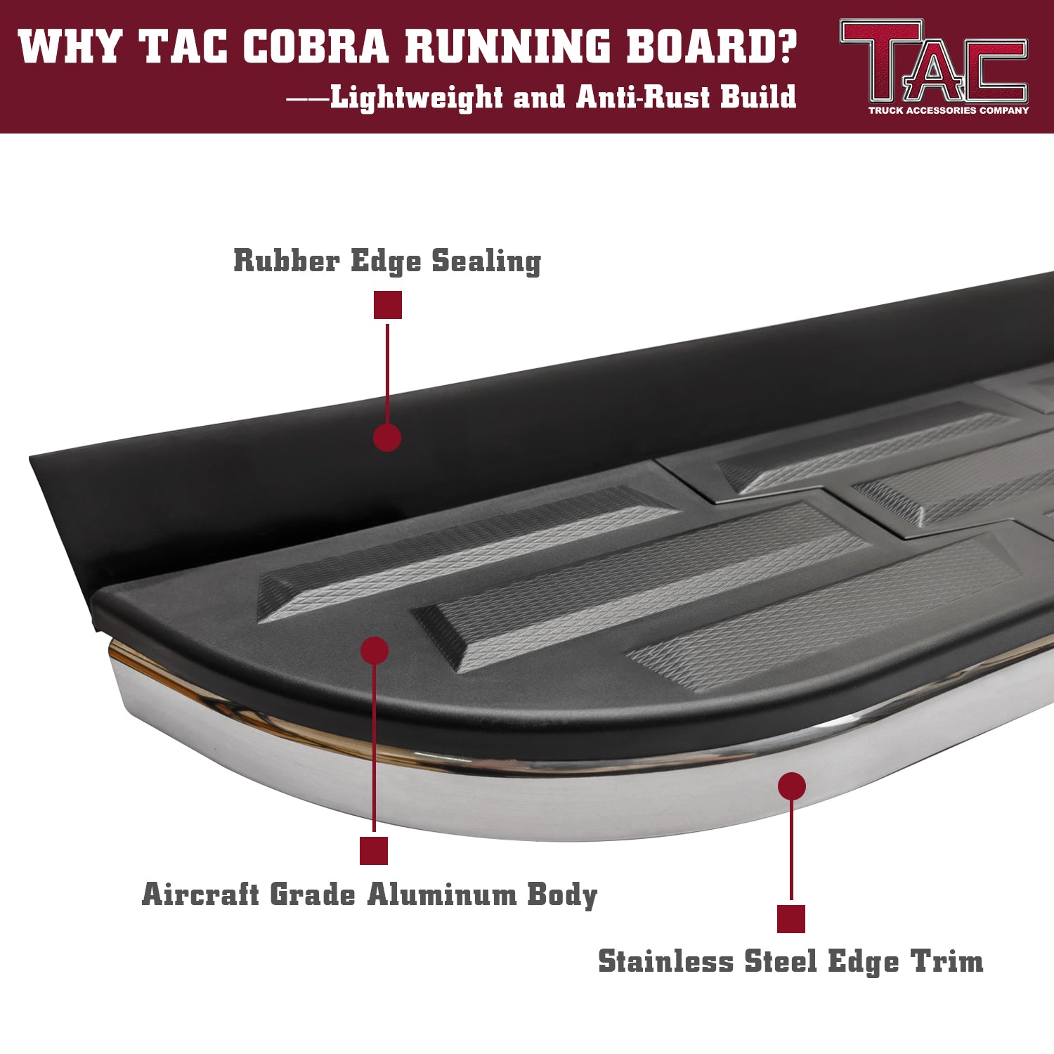 TAC Cobra Running Boards Compatible With 2022-2025 Jeep Grand Cherokee (Exclude 2022-2024 4xe Models) / 2021-2024 Jeep Grand Cherokee L SUV Side Steps Nerf Bars Step Rails Aluminum Black Off-Road City Exterior Accessories 2 pieces