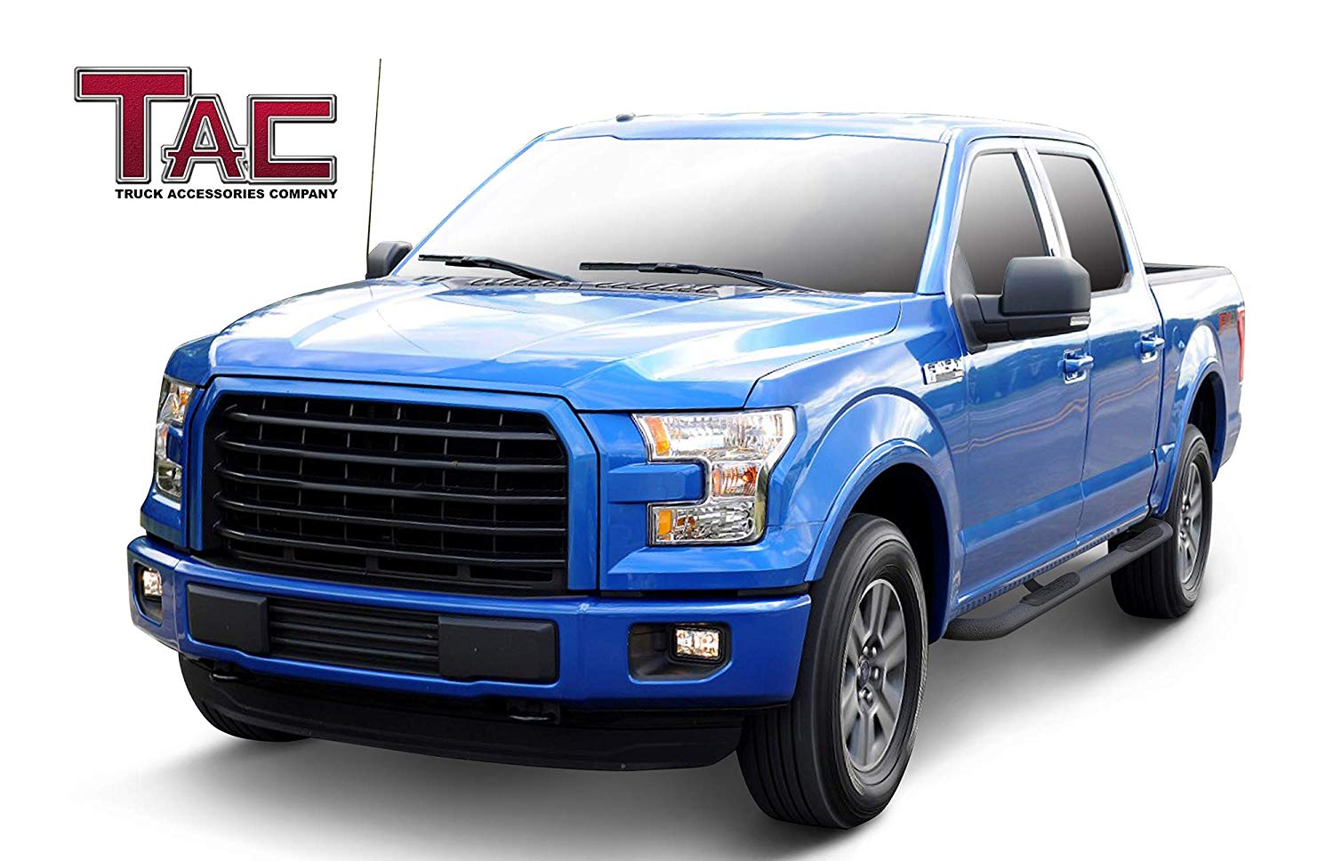 TAC 3" Texture Black Side Steps Compatible with 2015-2025 Ford F150 Supercrew Cab| 2022-2025 F150 Lightning EV| 2017-2025 Ford F250/F350/F450/F550 Crew Cab| Running Boards| Side Bars| Step Rails| Nerf Bars| Rocker Slider| Truck Accessories (2 PCS)