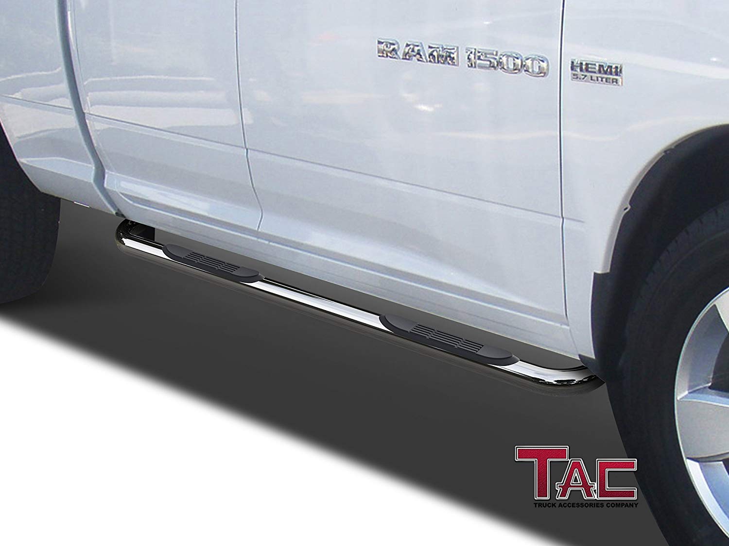 TAC 3" Stainless Steel Side Steps Compatible with 2009-2018 Ram 1500 Quad Cab| 2019-2024 Ram 1500 Classic| Running Boards| Side Bars| Step Rails| Nerf Bars| Rocker Slider| Pickup Truck Accessories (2 PCS) - 0