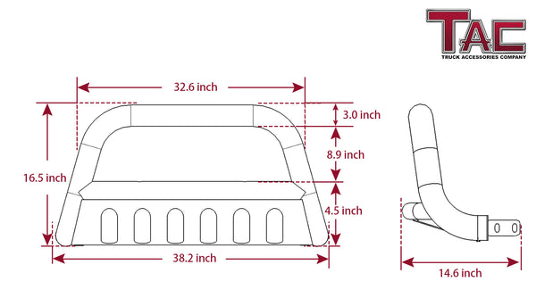 TAC Gloss Black 3" Bull Bar For 2011-2024 Ford F150 EcoBoost ( Excluded  all F150 Raptor models/2020-2022 Diesel models) Truck Front Bumper Brush Grille Guard Nudge Bar