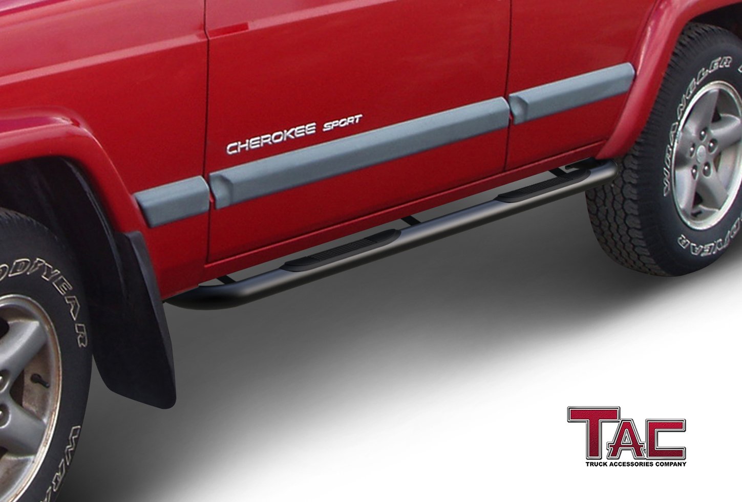 TAC 3" Gloss Black Side Steps Compatible with 1984-2000 Jeep Cherokee 4 Door| Running Boards| Side Bars| Step Rails| Nerf Bars| Rocker Slider| SUV Accessories (2 PCS) - 0