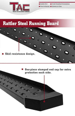 TAC Fine Texture Black Rattler Running Board for 2015-2023 Ford F150 Regular Cab/ 2017-2023 Ford F250/F350/F450/F550 Super Duty Regular Cab Truck | Side Steps | Nerf Bars | Side Bars