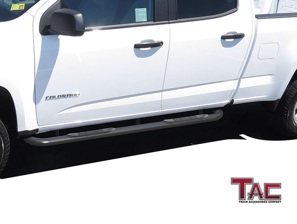 TAC Gloss Black 3" Side Steps For 2015-2024 Chevy Colorado / GMC Canyon Crew Cab Truck | Running Boards | Nerf Bars | Side Bars