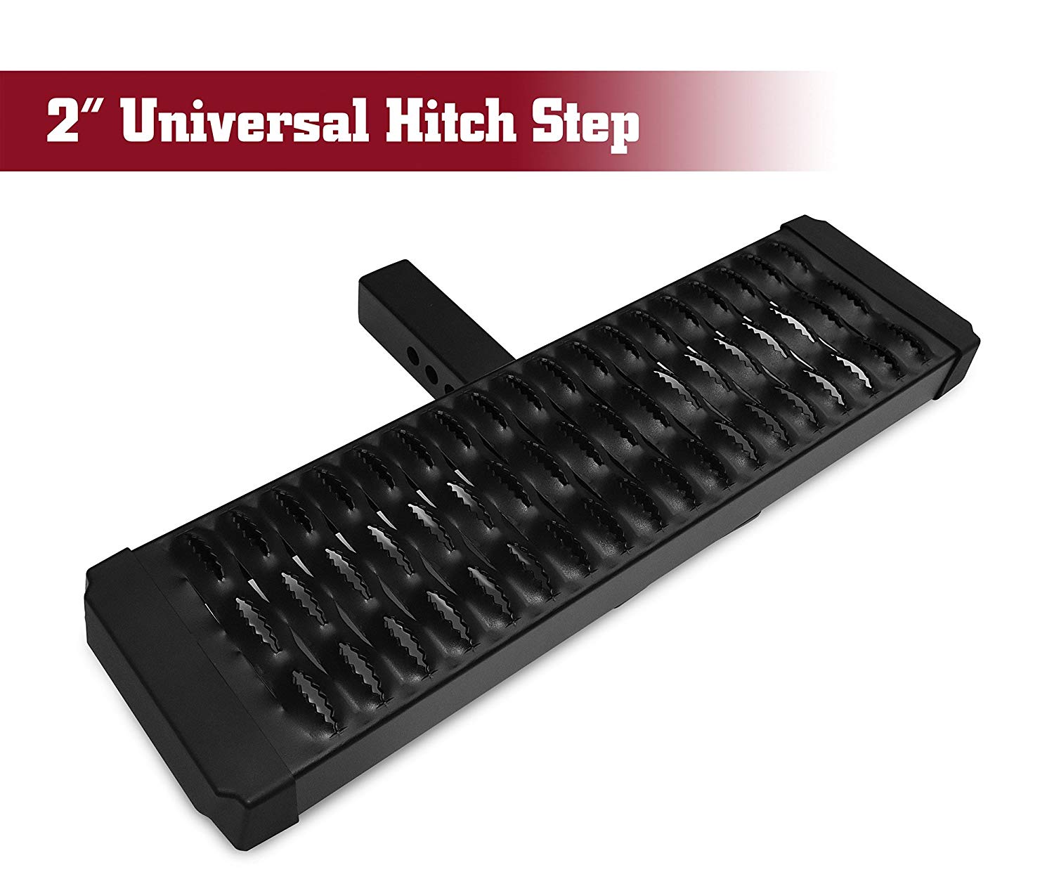 TAC Hitch Step Compatible with 2" Rear Hitch Receiver 7.3" Width SUV Pickup Truck Van Bumper Protector Universal Aluminum Black (Hitch Pin and Clip included) - 0