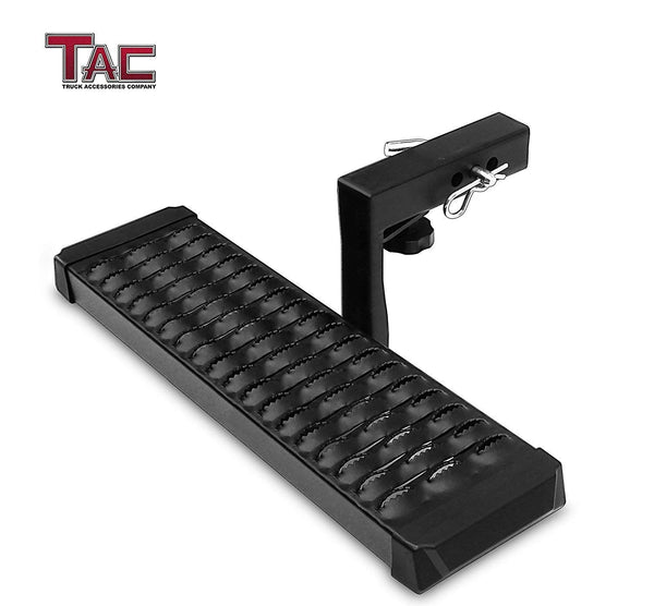 TAC Hitch Step Compatible with 2" Rear Hitch Receiver 7.3" Width With 6" Drop SUV Pickup Truck Van Bumper Protector Universal Aluminum Black (Hitch Pin and Clip included)