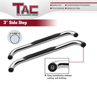 TAC Stainless Steel 3" Side Steps For 99-18 Chevy Silverado/GMC Sierra 1500/99-19 Silverado/Sierra 2500/3500 Regular Cab (Excl. C/K Classic) Truck | Running Boards | Nerf Bars | Side Bars