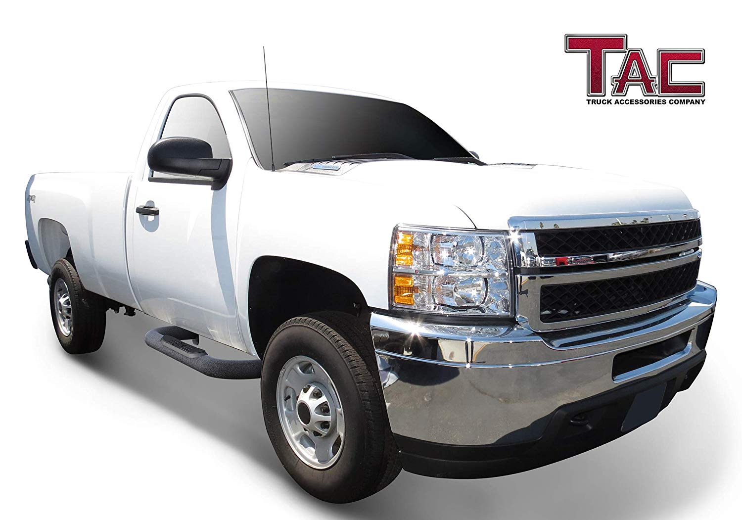 3-Inch Black Side Steps For 1999-2018 Chevy Silverado / GMC Sierra 1500 Regular Cab
