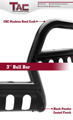 TAC Gloss Black 3" Bull Bar For 1999-2006 Toyota Tundra Truck / 2001-2007 Toyota Sequoia SUV Front Bumper Brush Grille Guard Nudge Bar