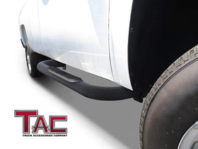 TAC 3" Texture Black Side Steps Compatible with 1999-2018 Chevy Silverado/GMC Sierra 1500 Regular Cab| 1999-2019 Silverado/Sierra 2500/3500 Regular Cab (Excl. C/K Classic)| Running Boards| Side Bars| Step Rails| Nerf Bars| Truck Accessories (2 PCS) - 0