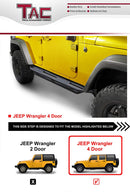 TAC Heavy Texture Black Armor Steps for 2007-2018 Jeep Wrangler JK 4 Door (Exclude 2018 Wrangler JL) | Running Boards | Nerf Bars | Side Bars-4