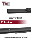 TAC Fine Texture Black 4" Side Steps for 2019-2025 Chevy Silverado/GMC Sierra 1500 | 2020-2025 Chevy Silverado/GMC Sierra 2500/3500 Crew Cab Truck | Running Boards | Nerf Bar | Side Bar-6