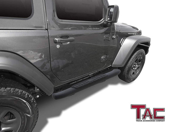 TAC Heavy Texture Black PNC Side Steps For 2018-2025 Jeep Wrangler JL 2 Door SUV | Running Boards | Nerf Bars | Side Bars