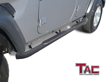 TAC 3" Texture Black Side Steps Compatible with 2018-2026 Jeep Wrangler JL 4 Door|2021-2024 Wrangler JL 4xe| Running Boards| Side Bars| Step Rails| Nerf Bars| Rocker Slider| SUV Accessories (2 PCS) - 0