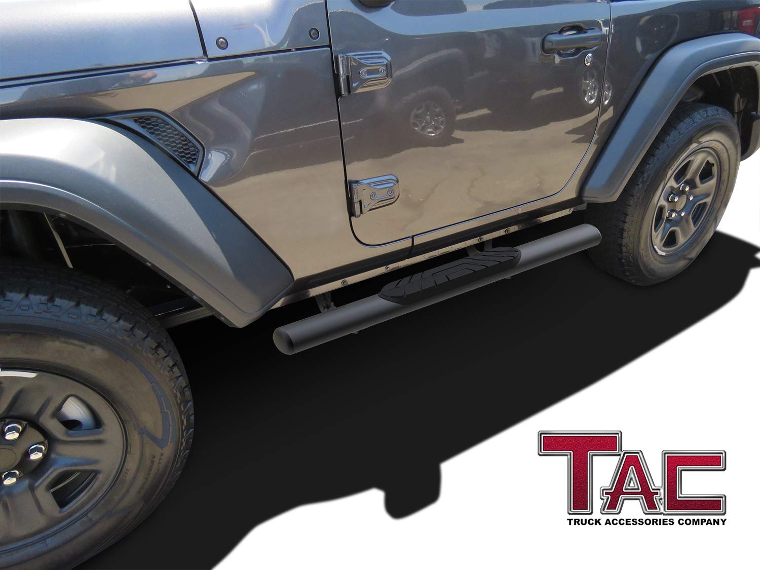 TAC Fine Texture Black 4" Side Steps for 2018-2025 Jeep Wrangler JL 2 Door SUV | Running Boards | Nerf Bars | Side Bars