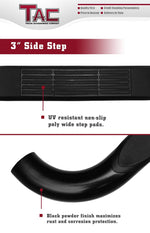 TAC Gloss Black 3" Side Steps For 2004-2023 Nissan Titan Crew Cab/ 2016-2023 Nissan Titan XD Crew Cab Truck | Running Boards | Nerf Bars | Side Bars